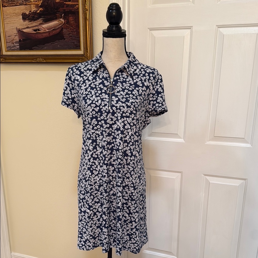Navy Blue Floral Dress
